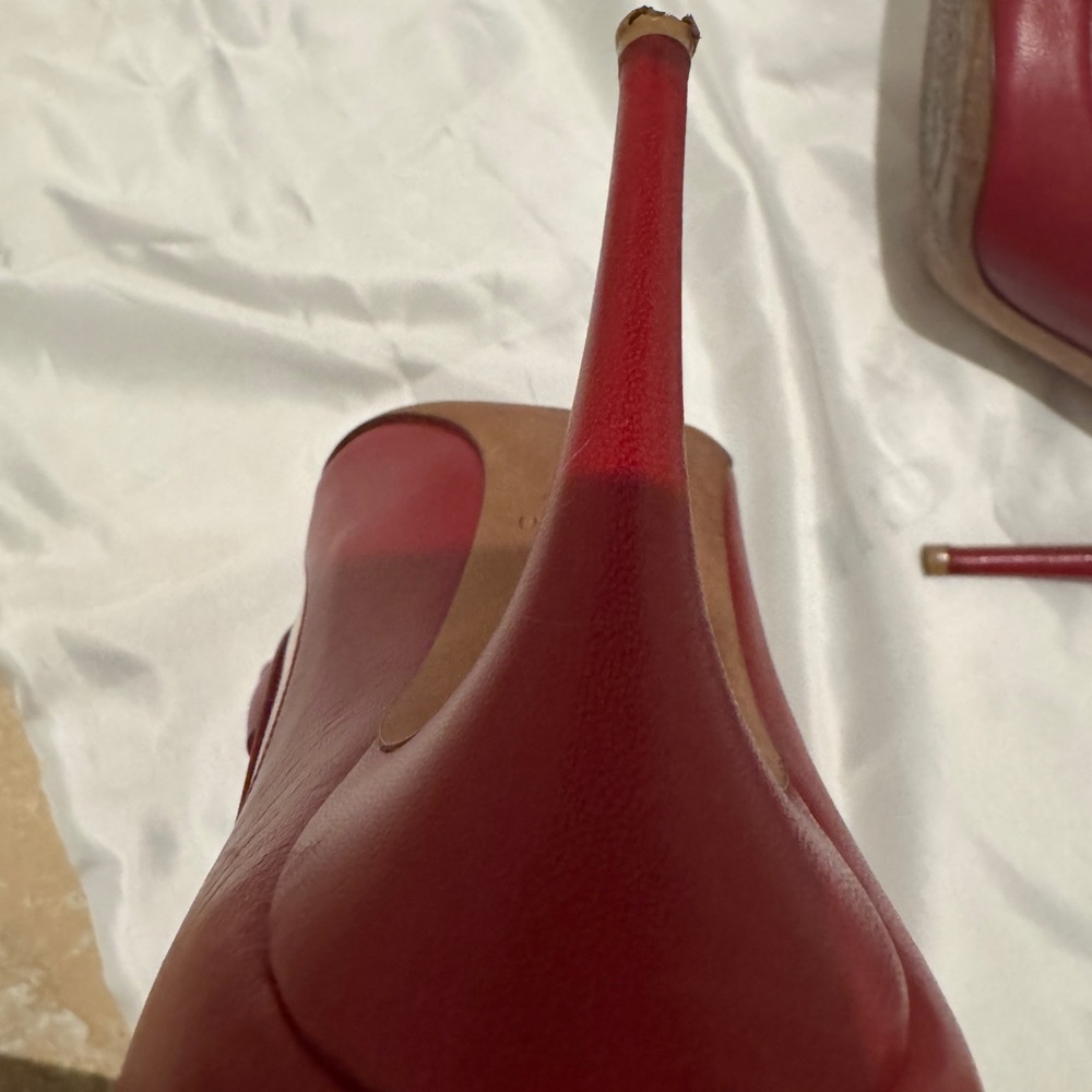 Valentino Red Leather Bow Heels 38.5 - Picture 5 of 12